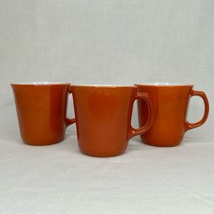 Pyrex Corning Vintage Milk Glass Burnt Orange Rust Coffee Cup D Handle Mug Retro